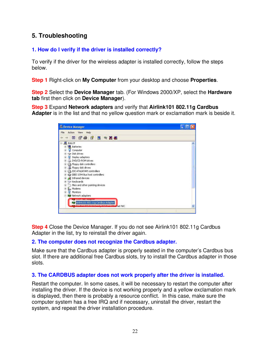 Airlink101 AWLC3026 user manual Troubleshooting 