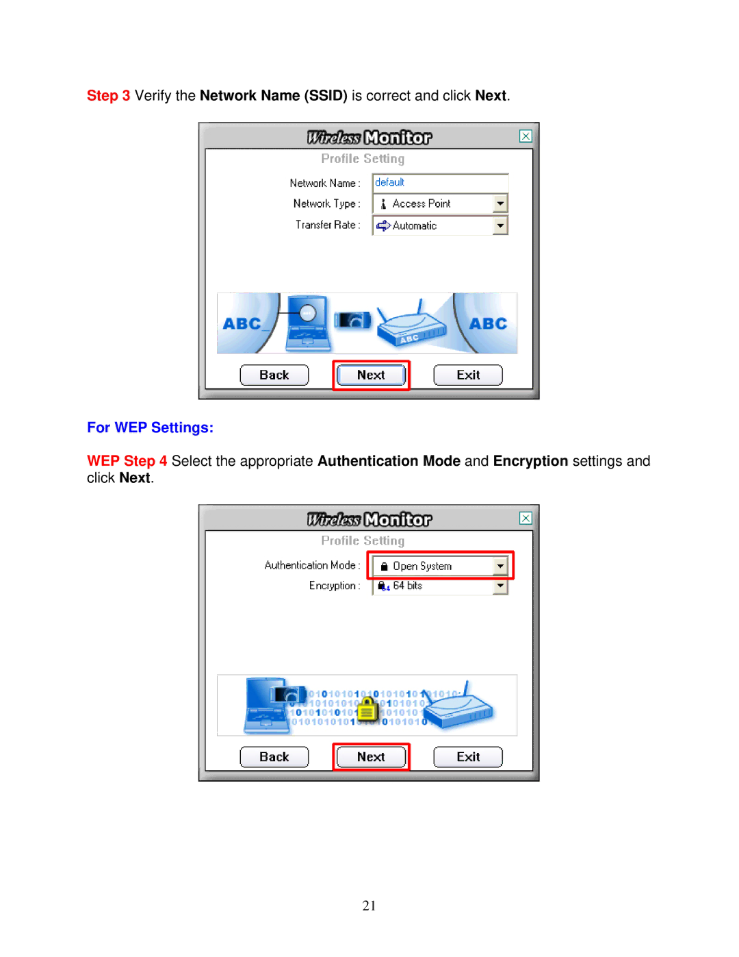 Airlink101 AWLC3026T user manual For WEP Settings 