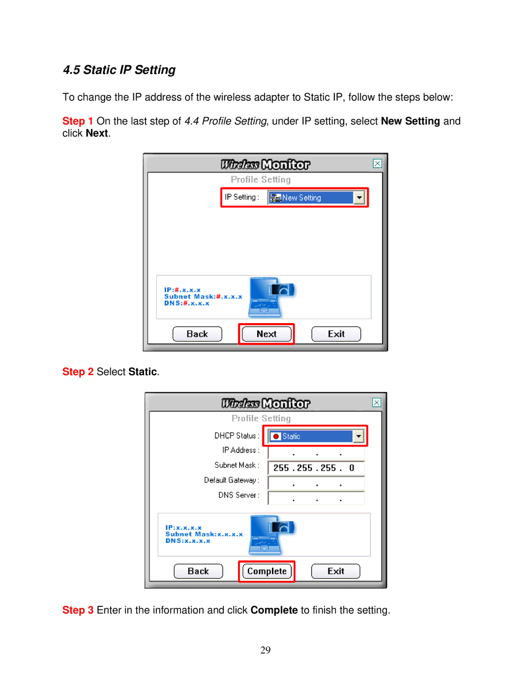 Airlink101 AWLC3026T user manual Static IP Setting 