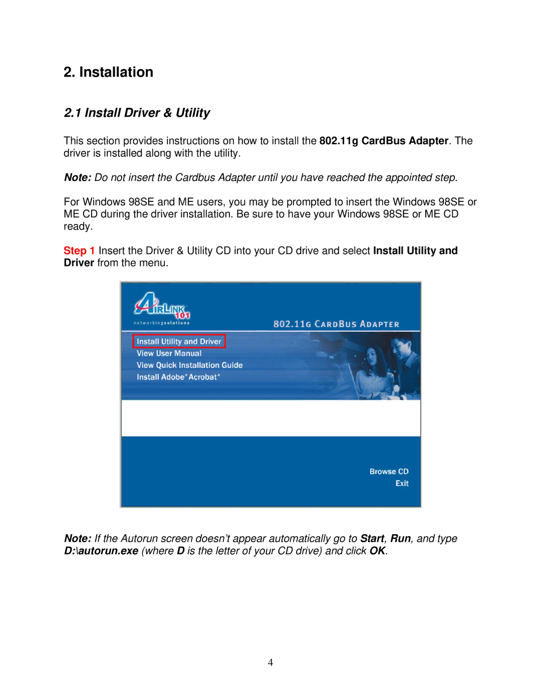 Airlink101 AWLC3026T user manual Installation, Install Driver & Utility 