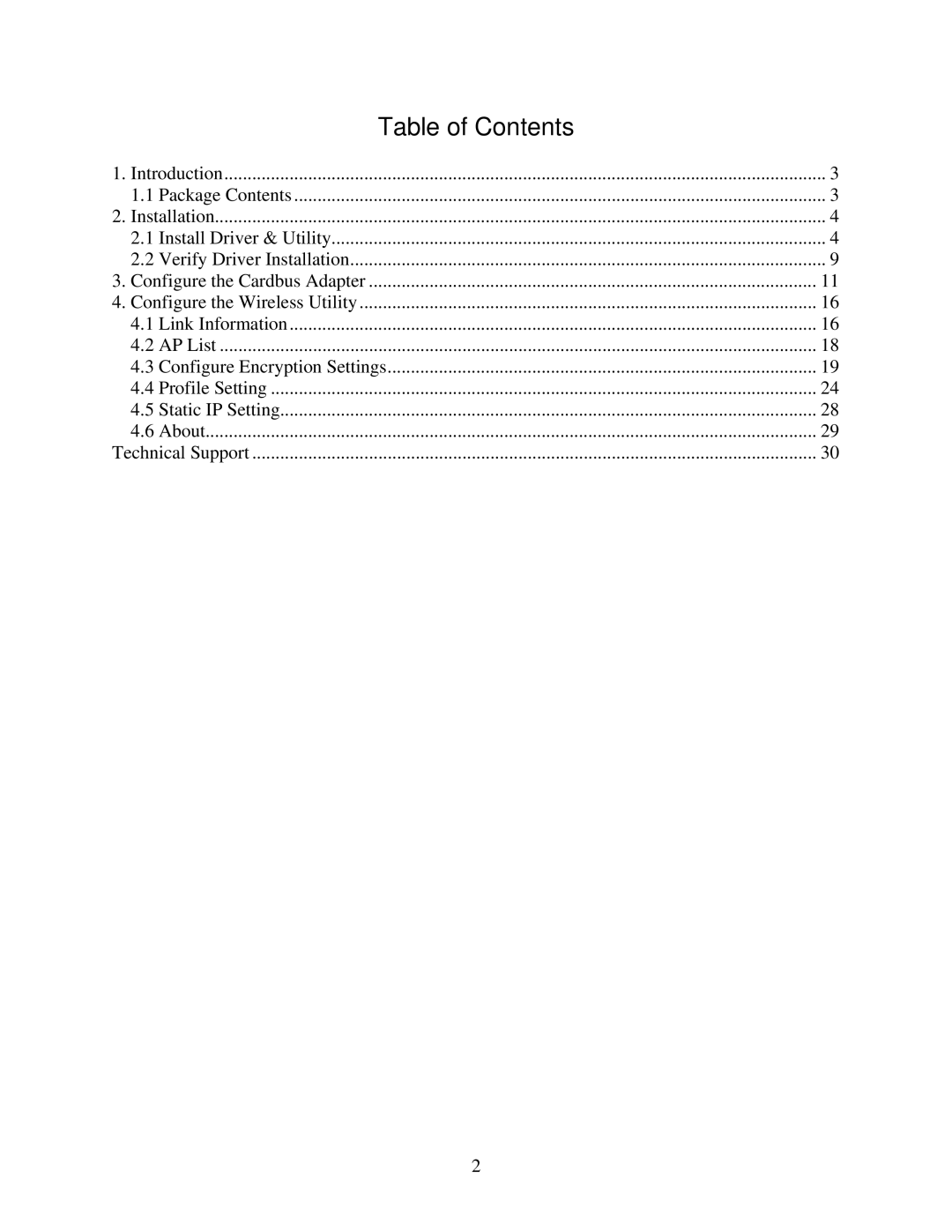 Airlink101 AWLC4030 user manual Table of Contents 