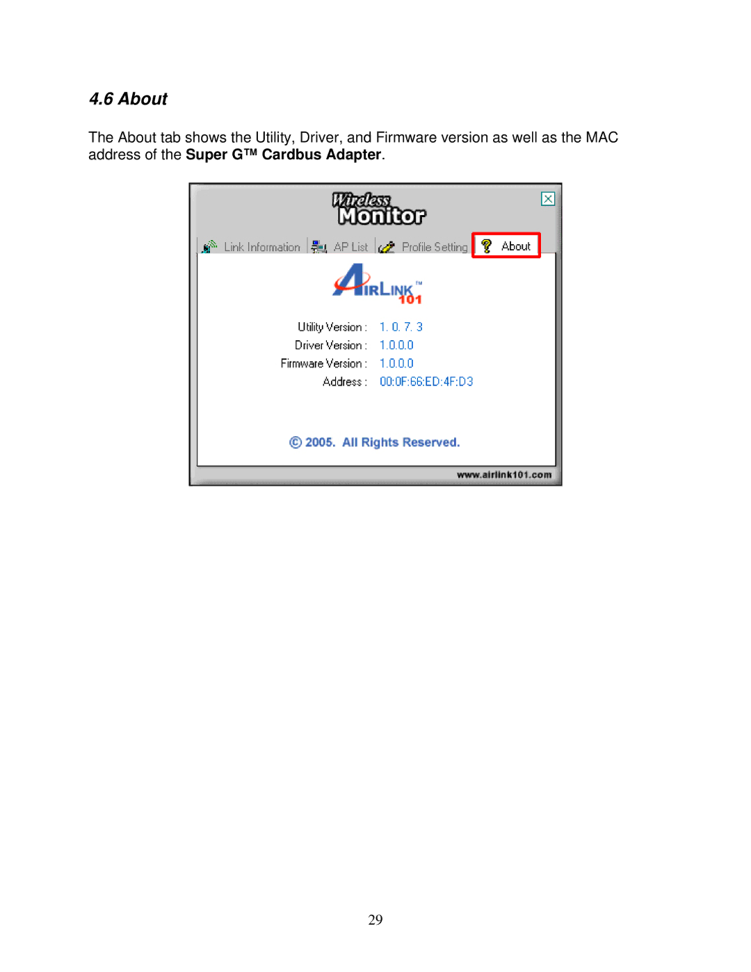 Airlink101 AWLC4030 user manual About 