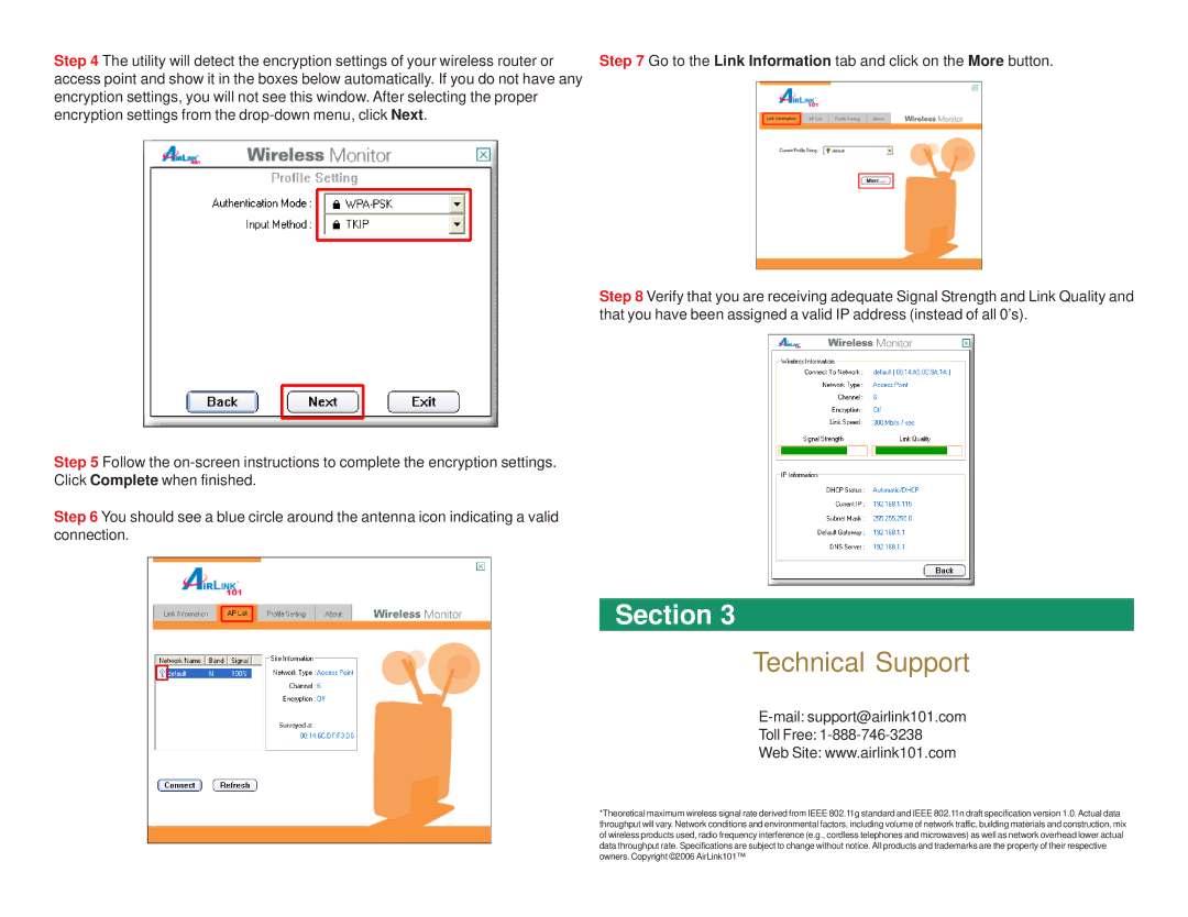 Airlink101 AWLC6045 user manual Technical Support, Mail support@airlink101.com Toll Free 