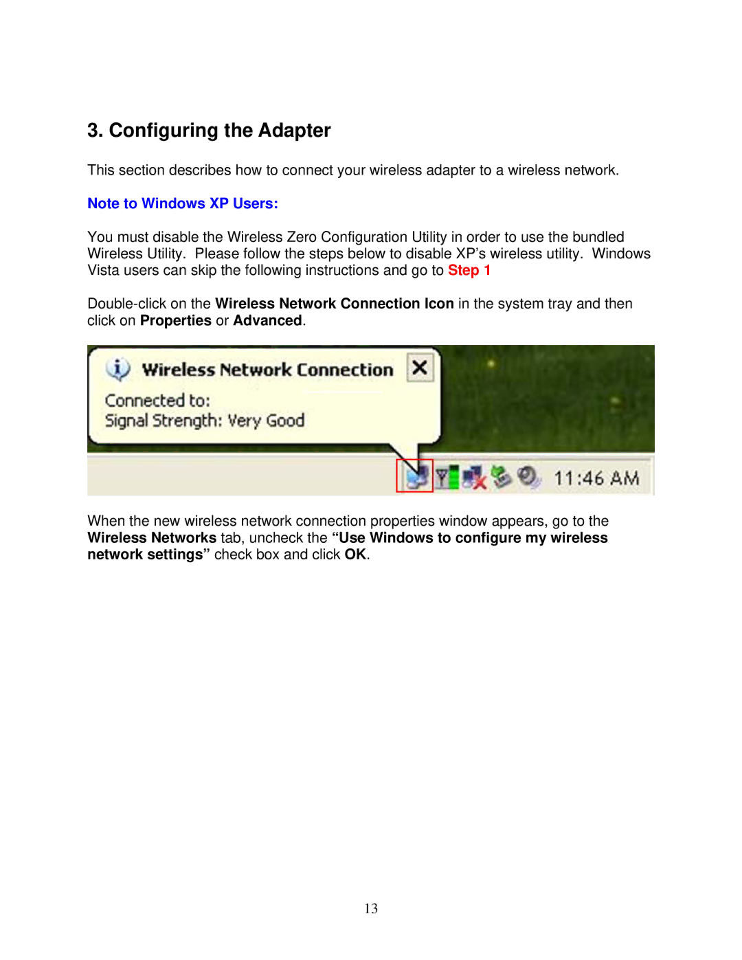 Airlink101 AWLC6070 user manual Configuring the Adapter 