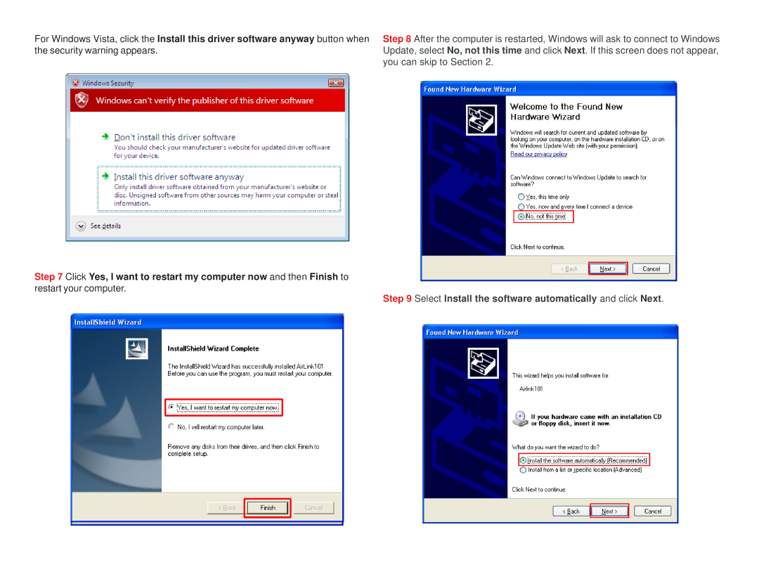 Airlink101 AWLC6080 user manual Select Install the software automatically and click Next 