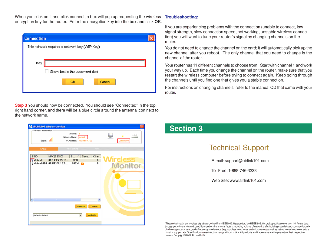 Airlink101 AWLC6080 user manual Technical Support, Troubleshooting 