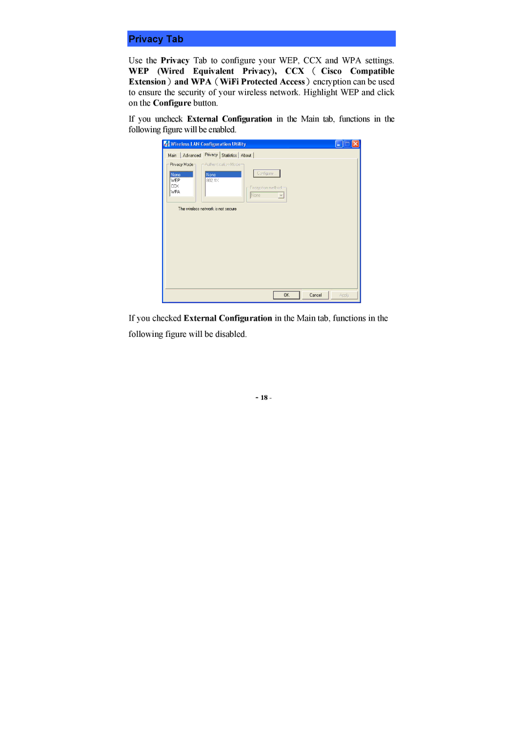 Airlink101 AWLH3025 user manual Privacy Tab 