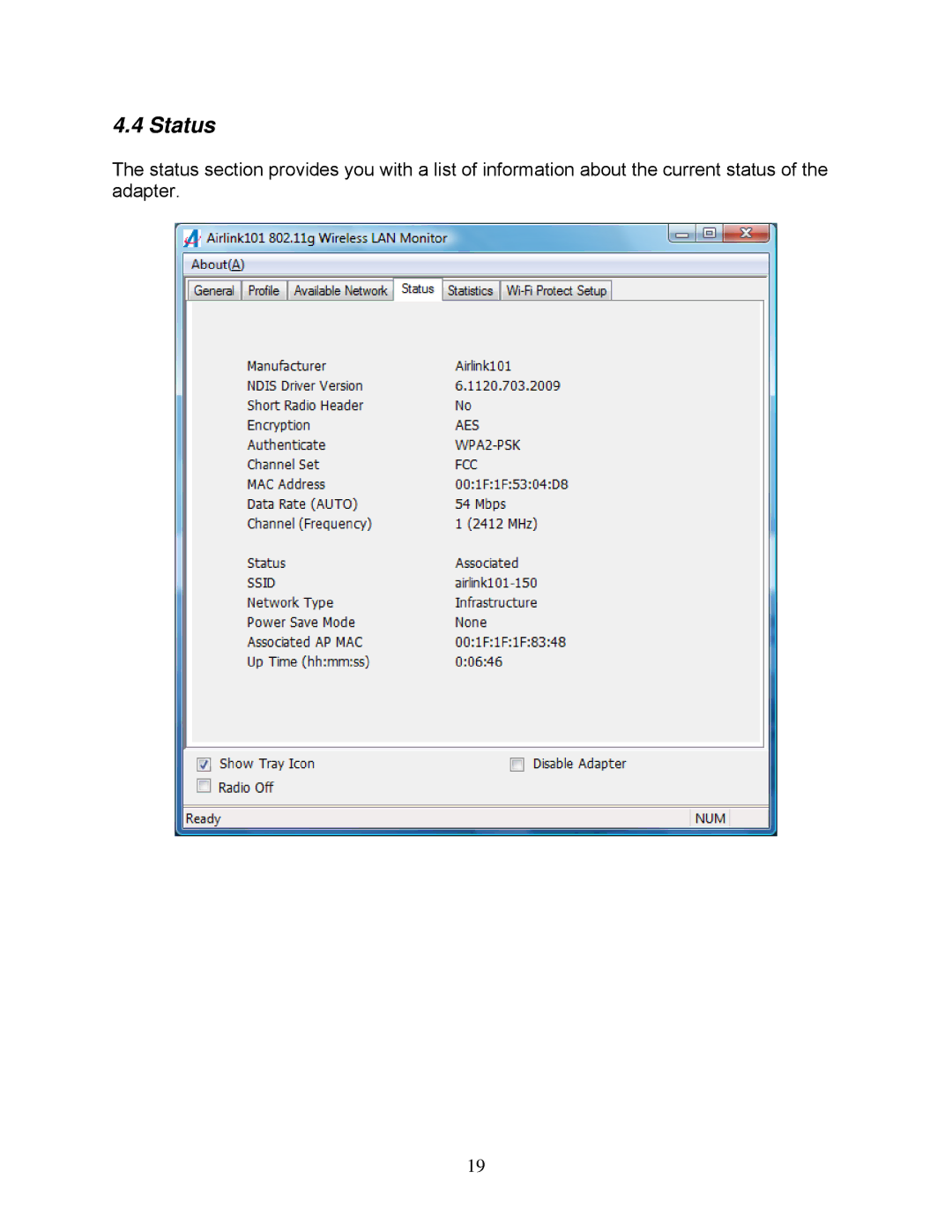 Airlink101 AWLH3028V2 user manual Status 