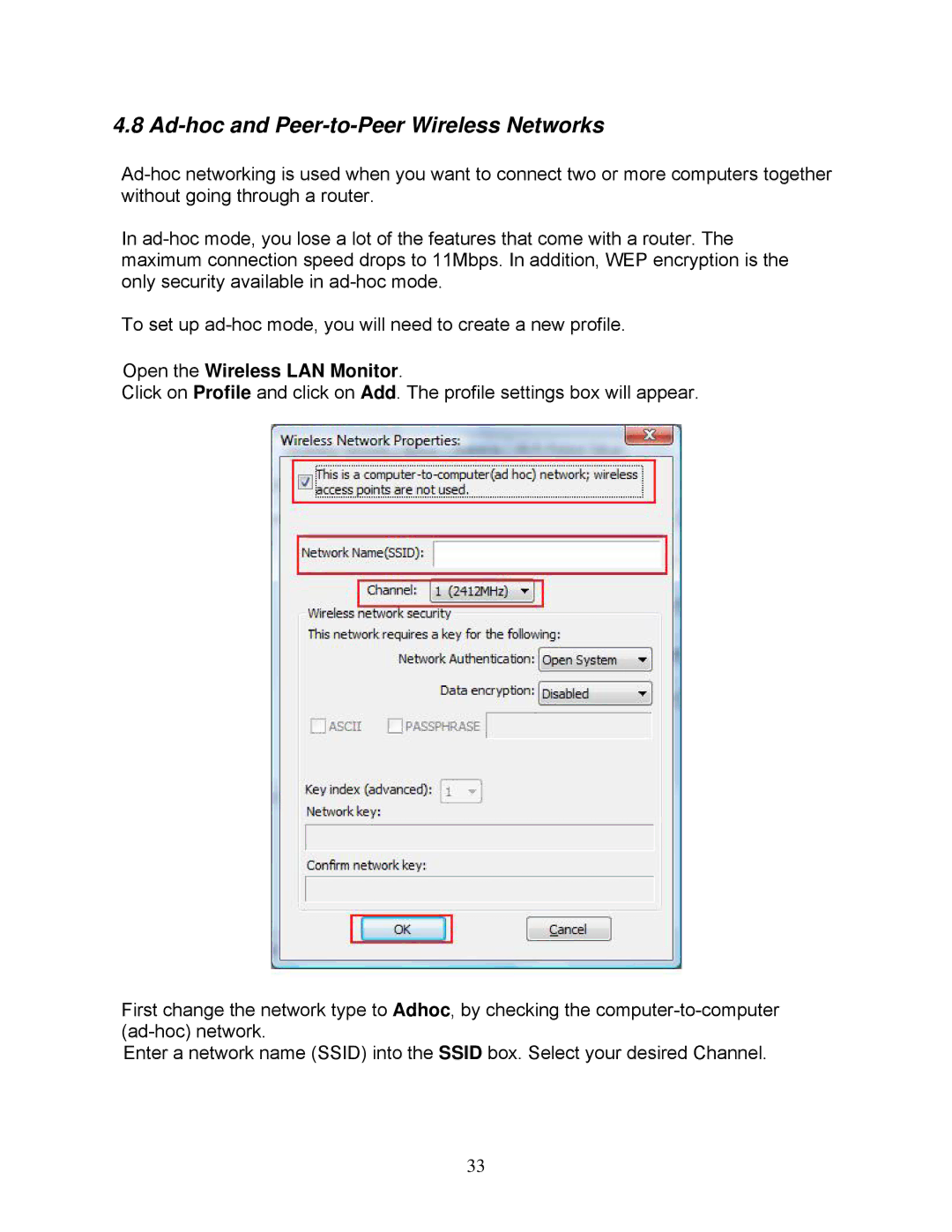 Airlink101 AWLH3028V2 user manual Ad-hoc and Peer-to-Peer Wireless Networks, Open the Wireless LAN Monitor 