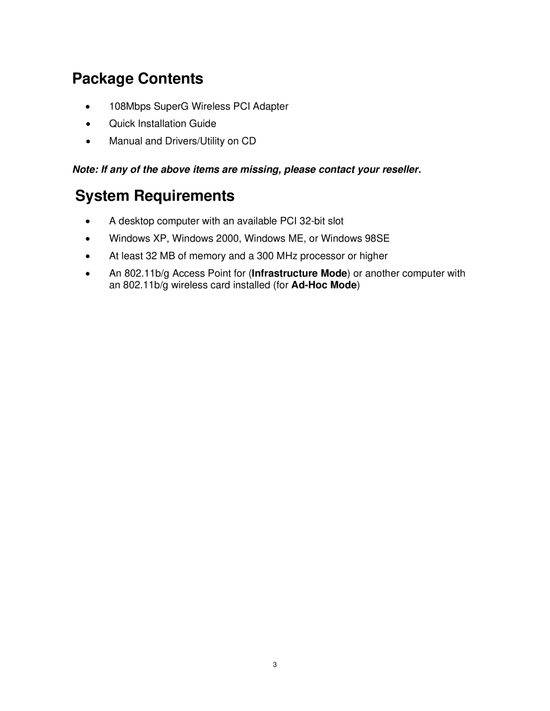 Airlink101 AWLH4030 user manual Package Contents, System Requirements 