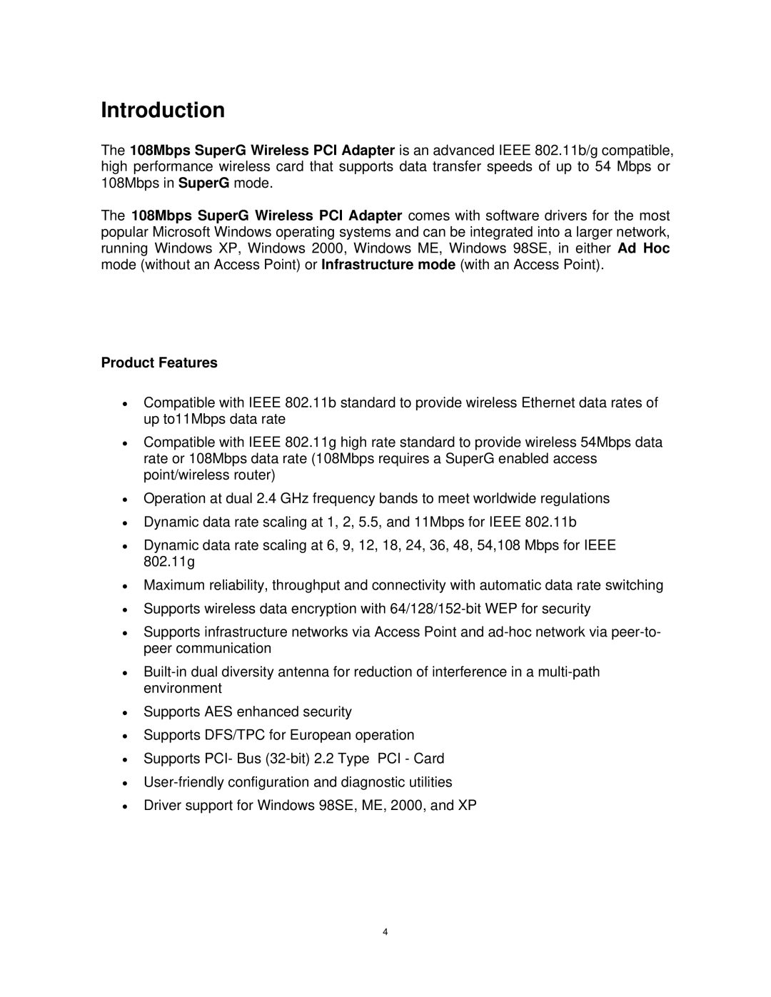 Airlink101 AWLH4030 user manual Introduction, Product Features 