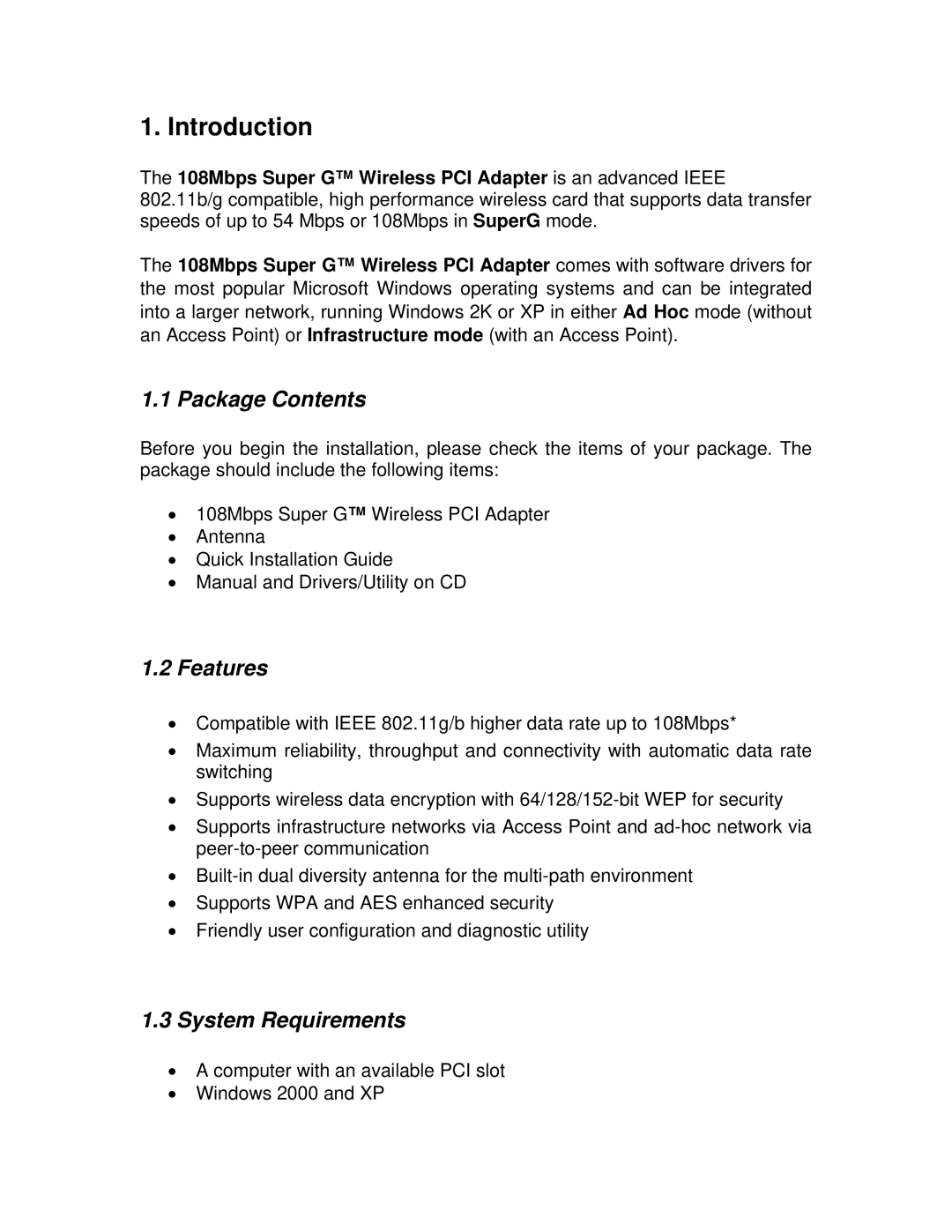 Airlink101 AWLH4130 user manual Introduction, Package Contents, Features, System Requirements 