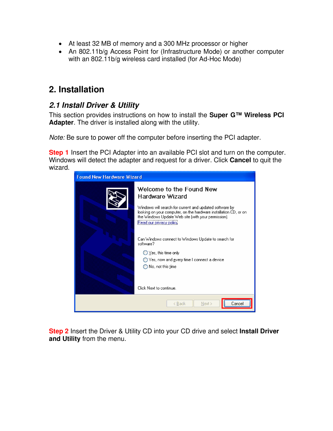 Airlink101 AWLH4130 user manual Installation, Install Driver & Utility 