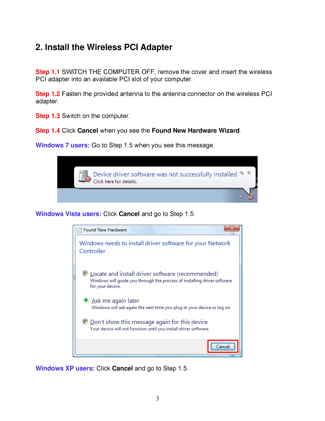 Airlink101 AWLH5075 user manual Install the Wireless PCI Adapter 