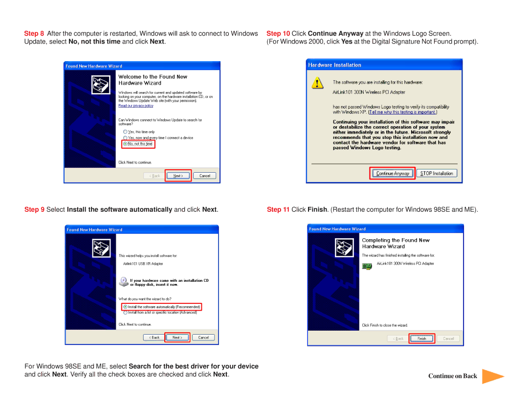 Airlink101 AWLH6045 user manual Select Install the software automatically and click Next 