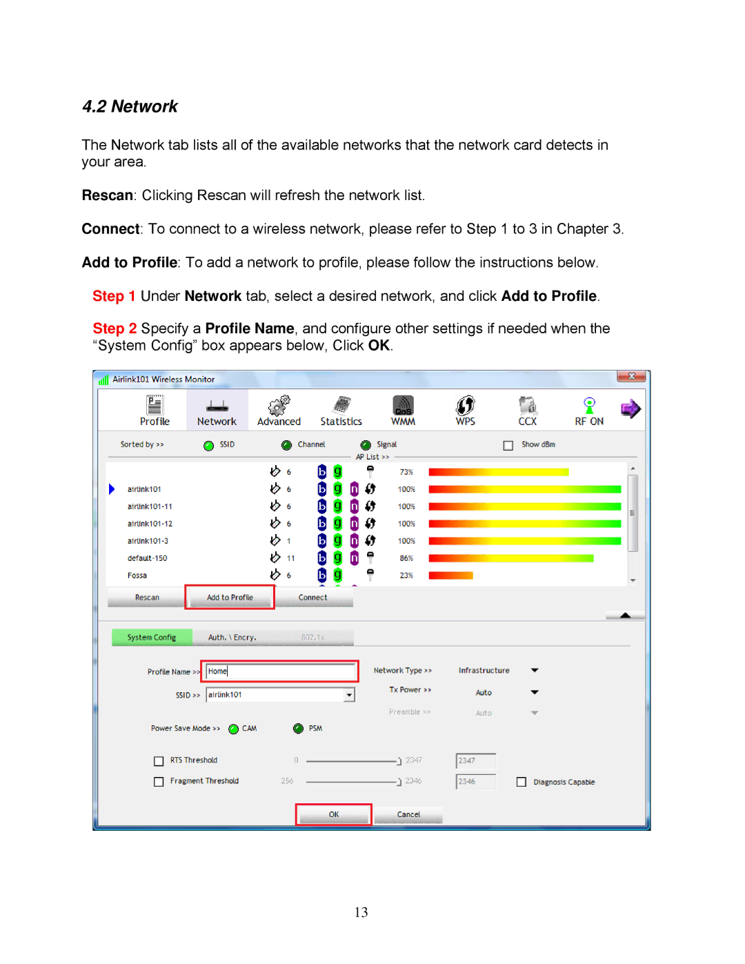 Airlink101 AWLH6075 user manual Network 