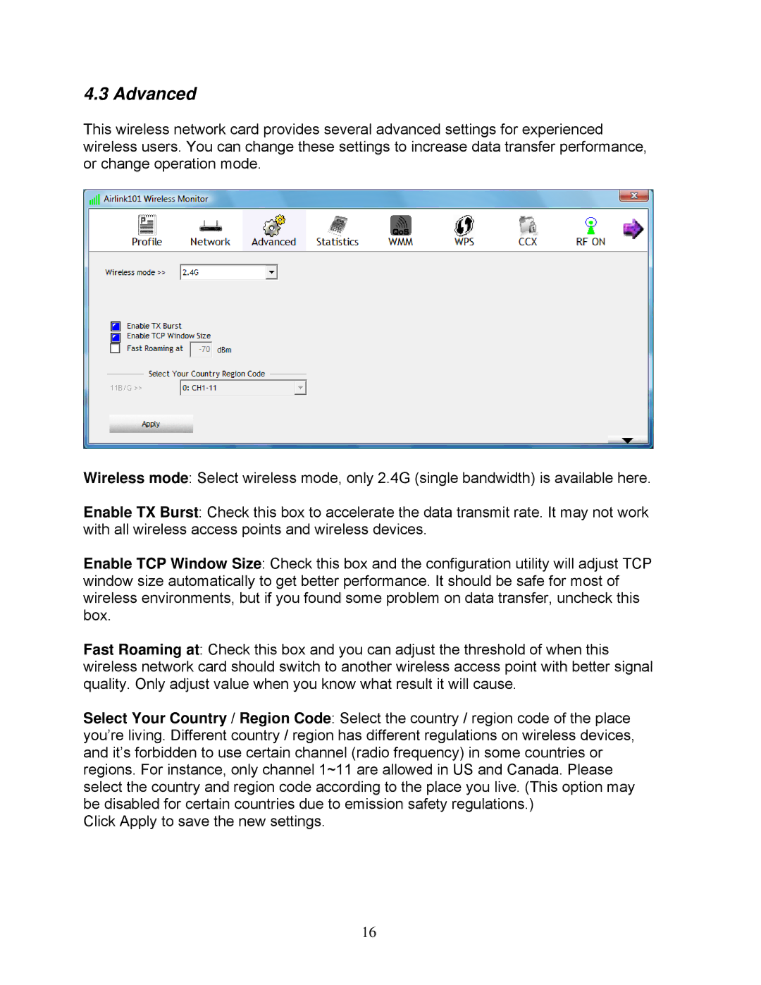 Airlink101 AWLH6075 user manual Advanced 