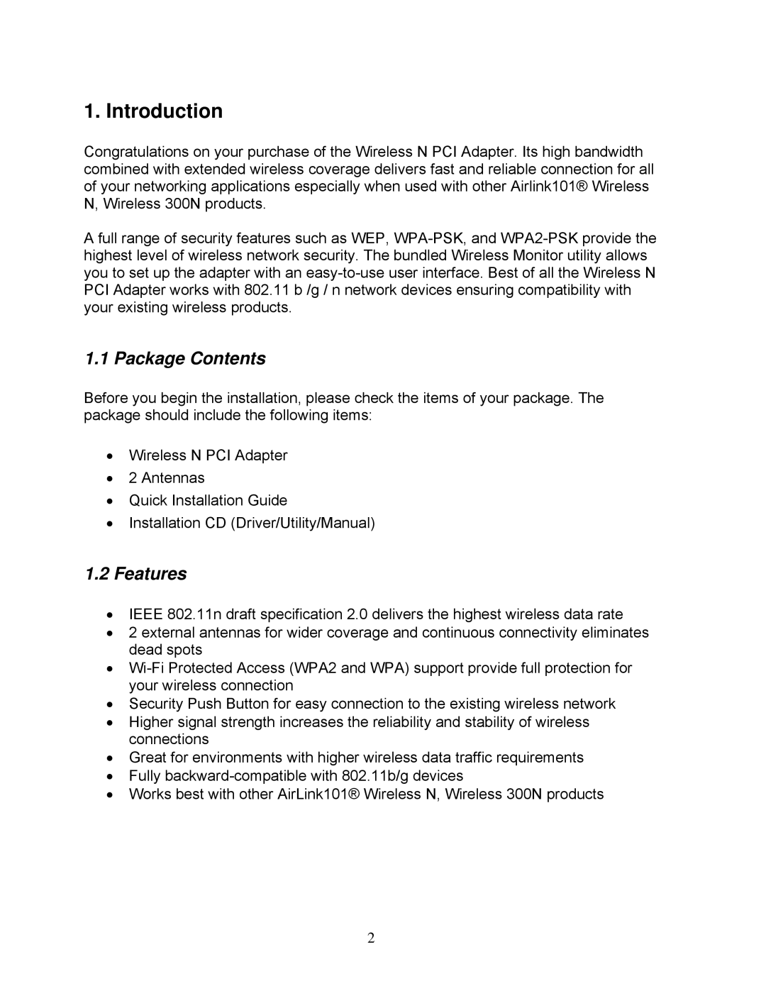 Airlink101 AWLH6075 user manual Introduction, Package Contents, Features 