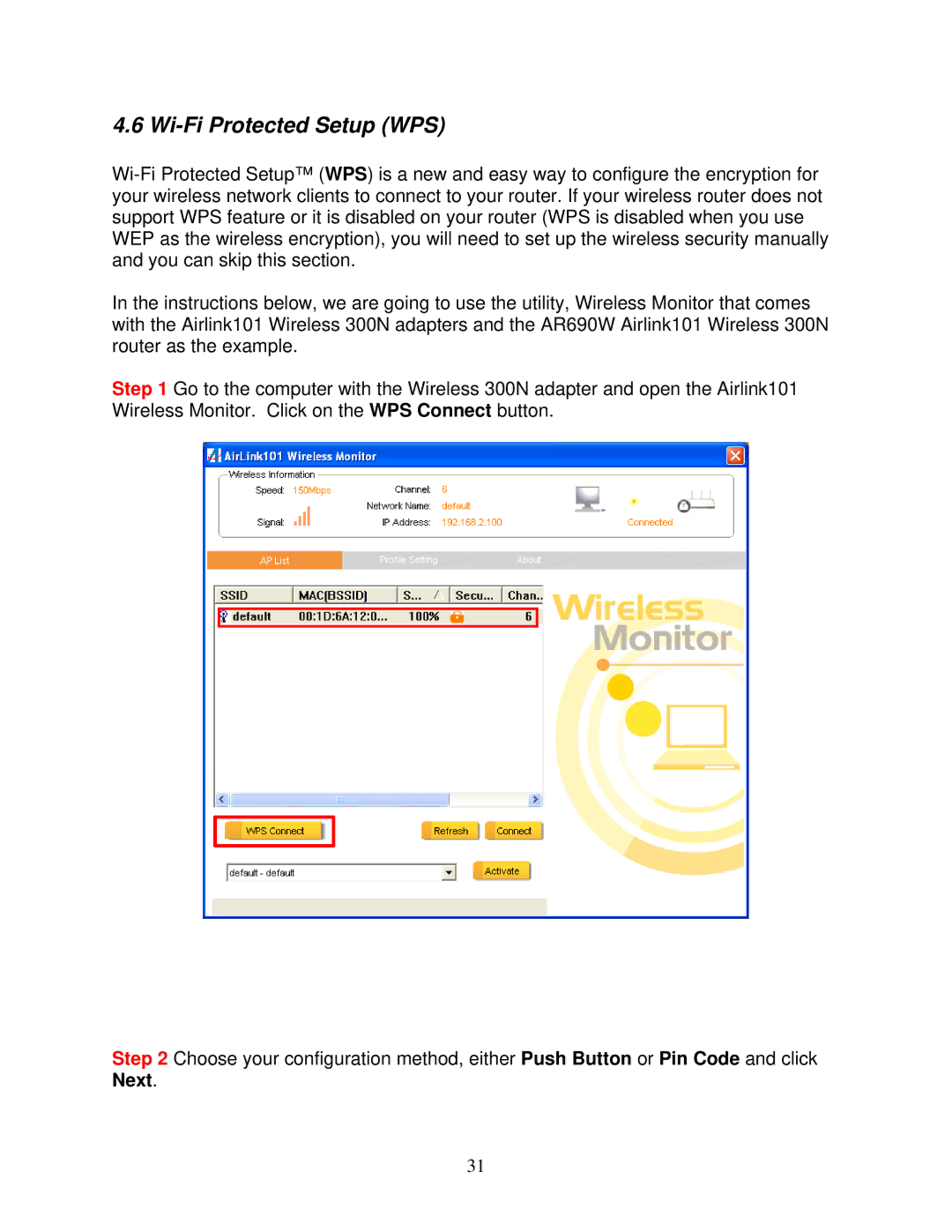 Airlink101 AWLH6090 user manual Wi-Fi Protected Setup WPS 