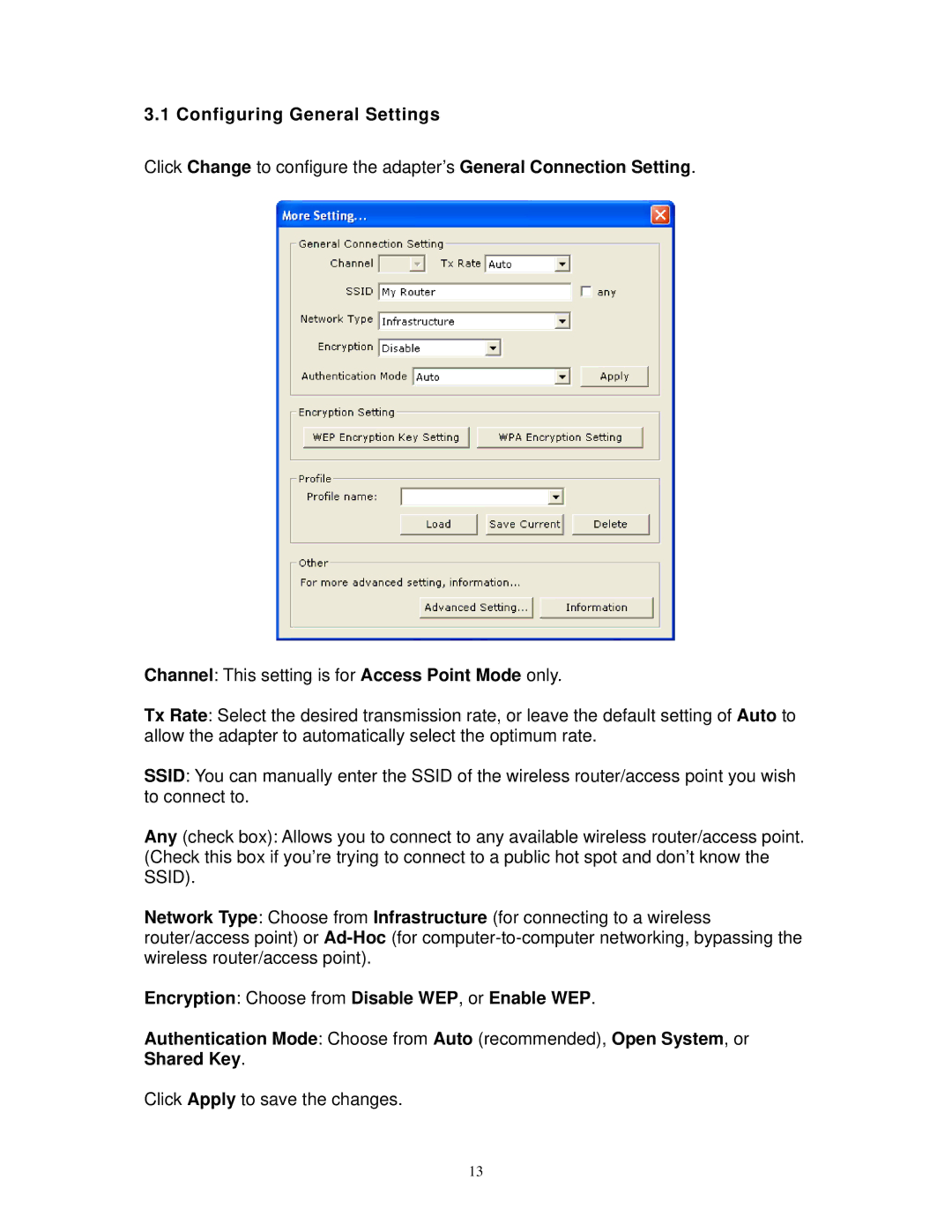 Airlink101 AWLL3026 user manual Configuring General Settings 