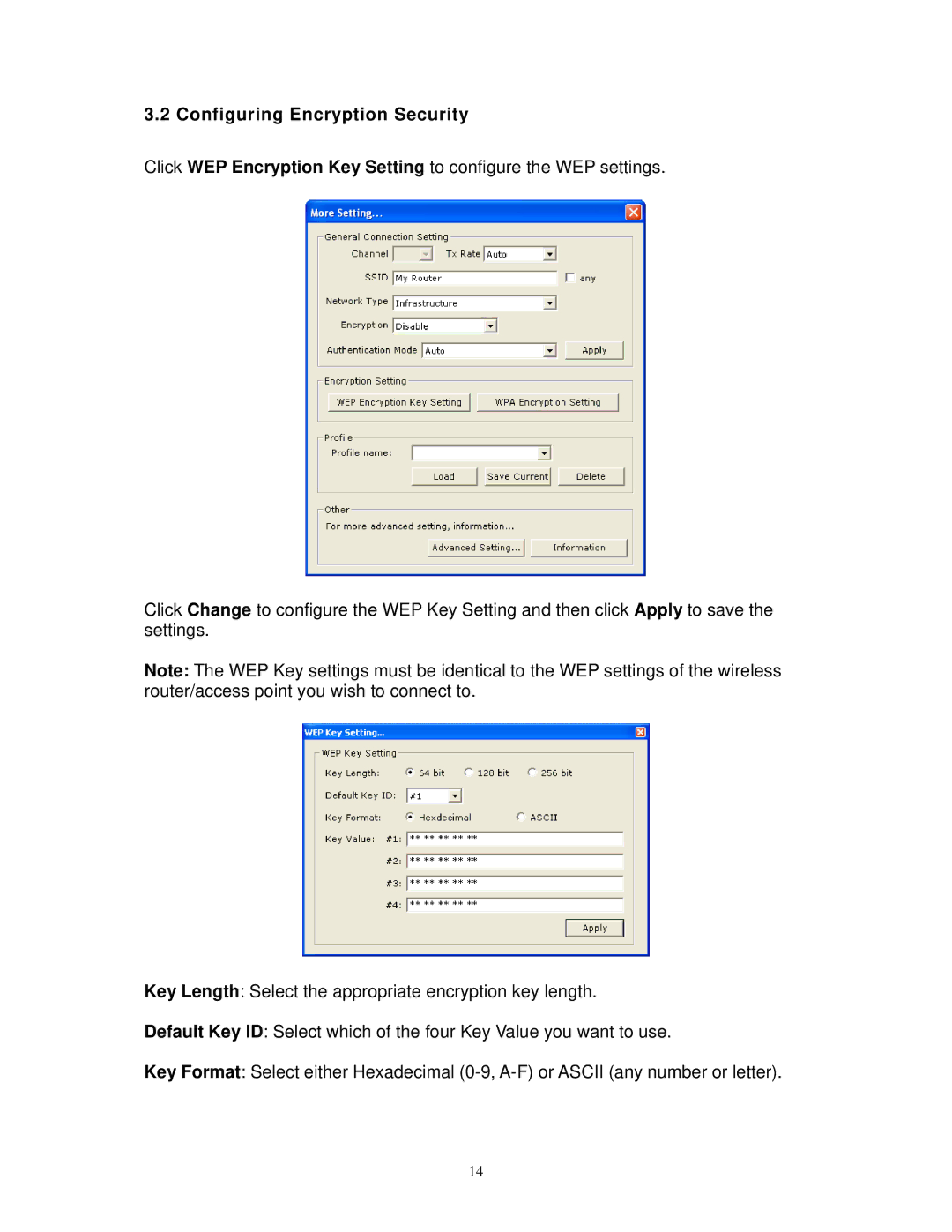 Airlink101 AWLL3026 user manual Configuring Encryption Security 