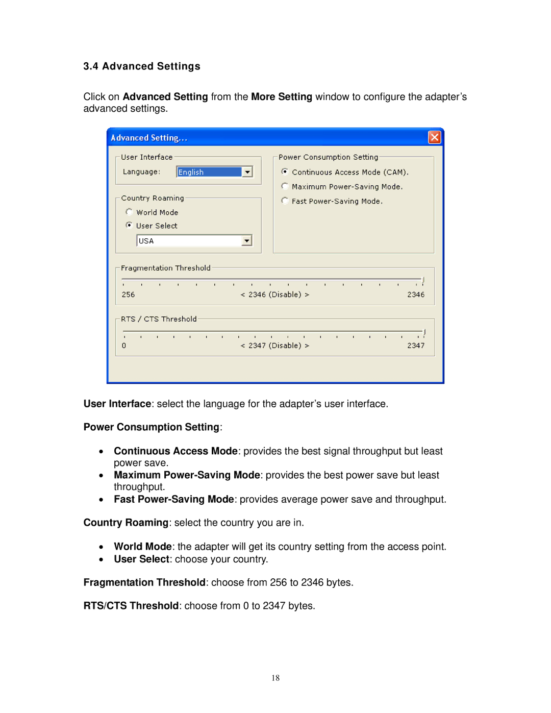 Airlink101 AWLL3026 user manual Advanced Settings 