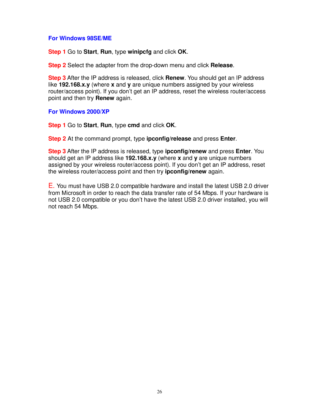 Airlink101 AWLL3026 user manual For Windows 98SE/ME 