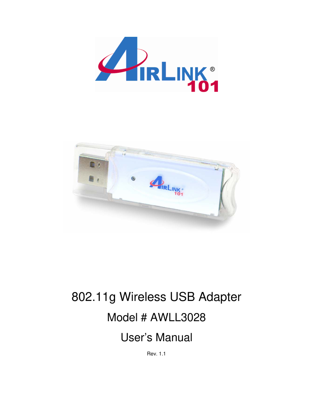 Airlink101 AWLL3028 user manual 802.11g Wireless USB Adapter 