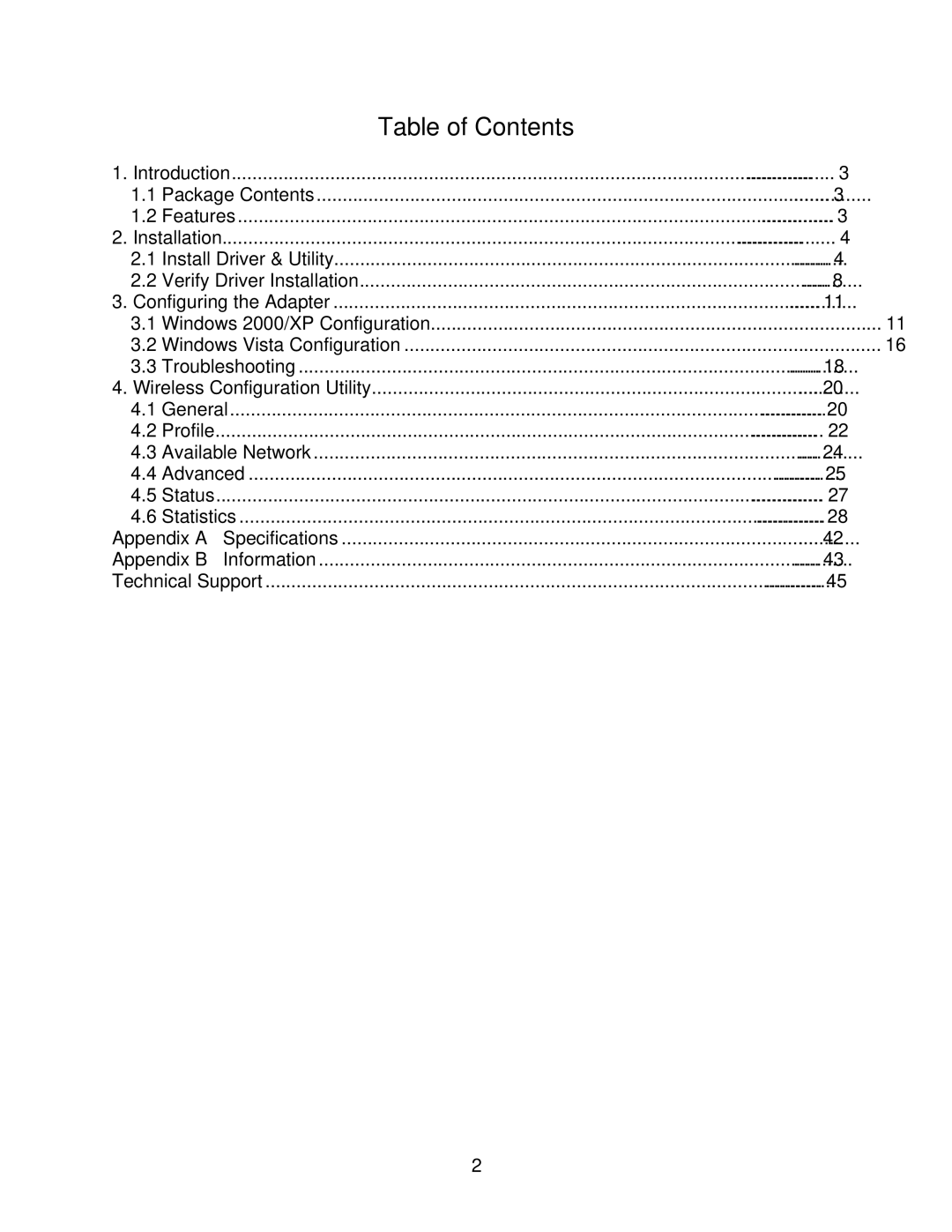 Airlink101 AWLL3028 user manual Table of Contents 