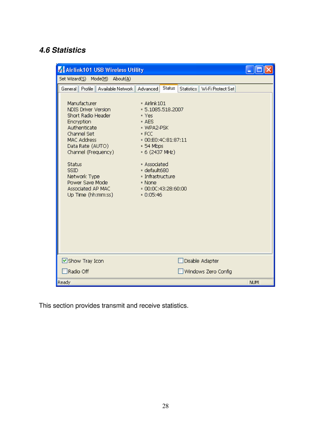 Airlink101 AWLL3028 user manual Statistics 