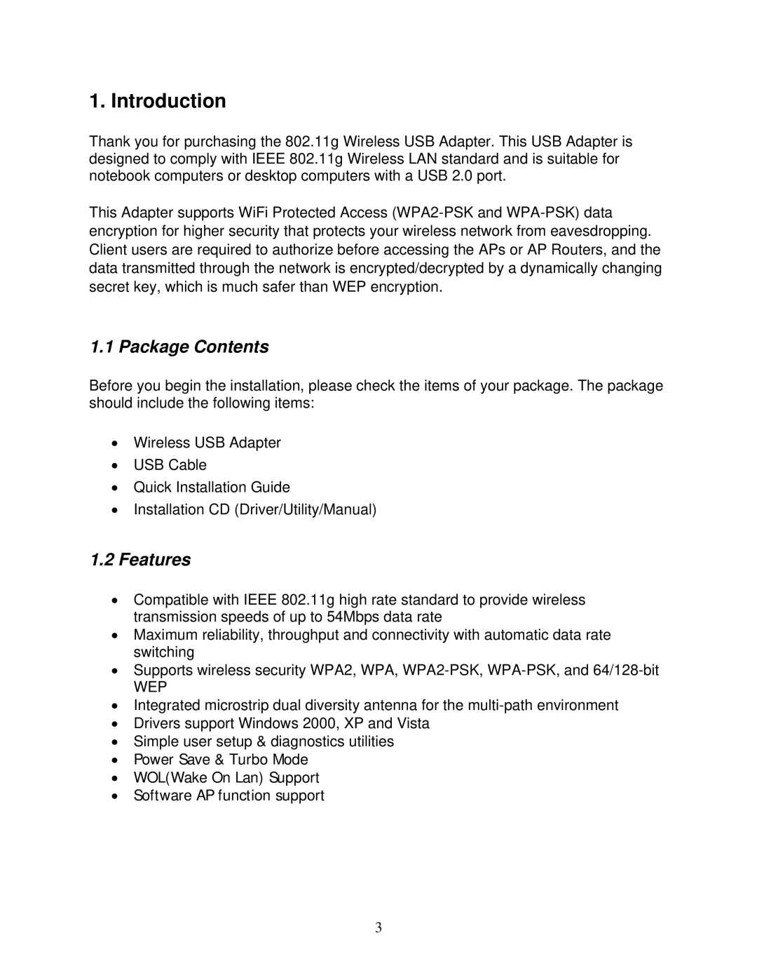 Airlink101 AWLL3028 user manual Introduction, Package Contents, Features 