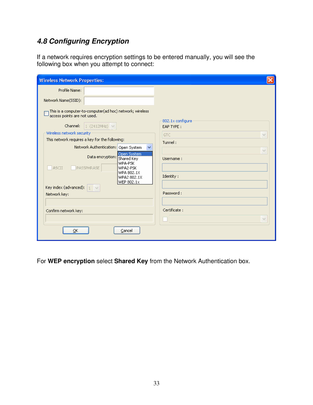 Airlink101 AWLL3028 user manual Configuring Encryption 