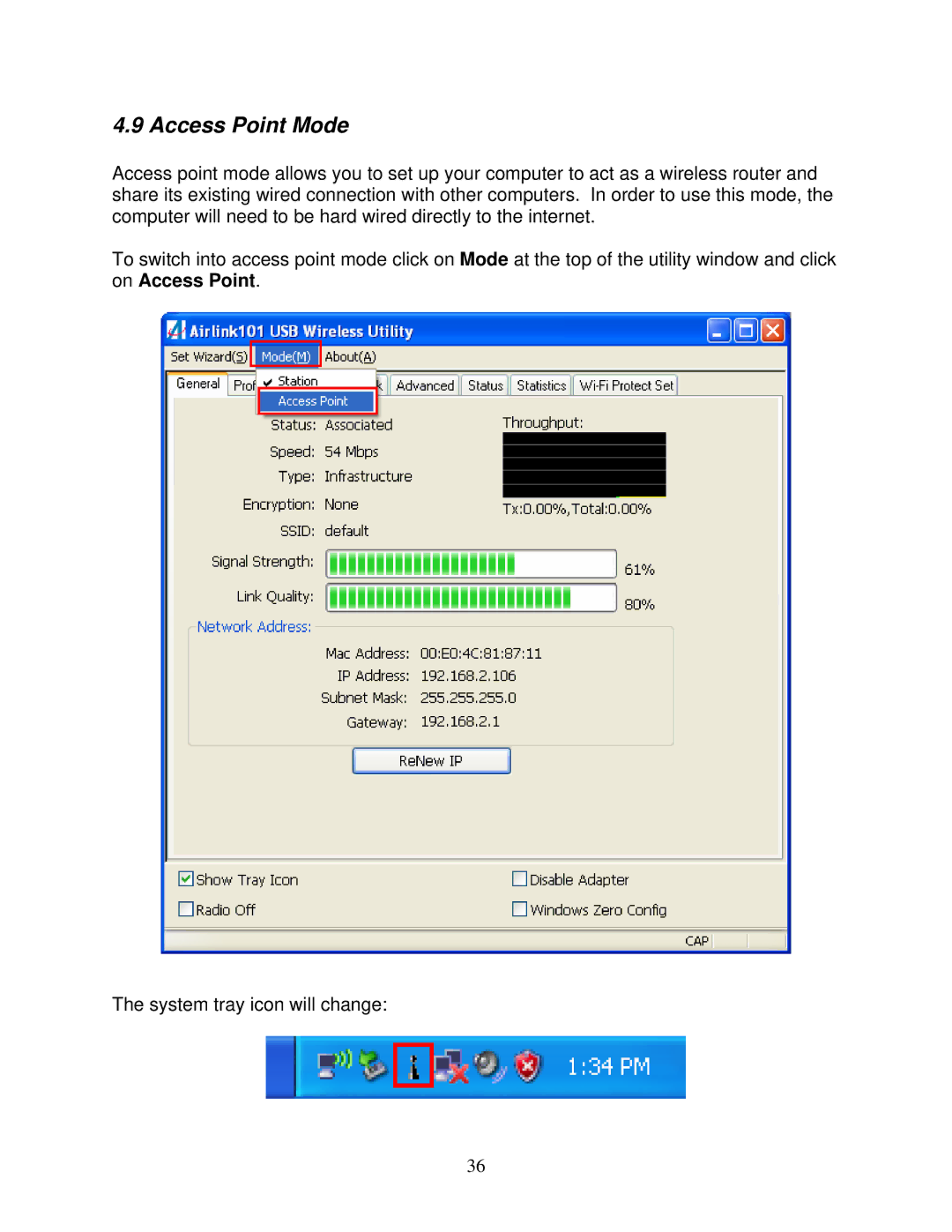 Airlink101 AWLL3028 user manual Access Point Mode 