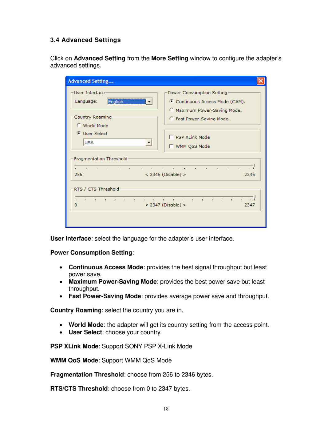 Airlink101 AWLL3055 user manual Advanced Settings 