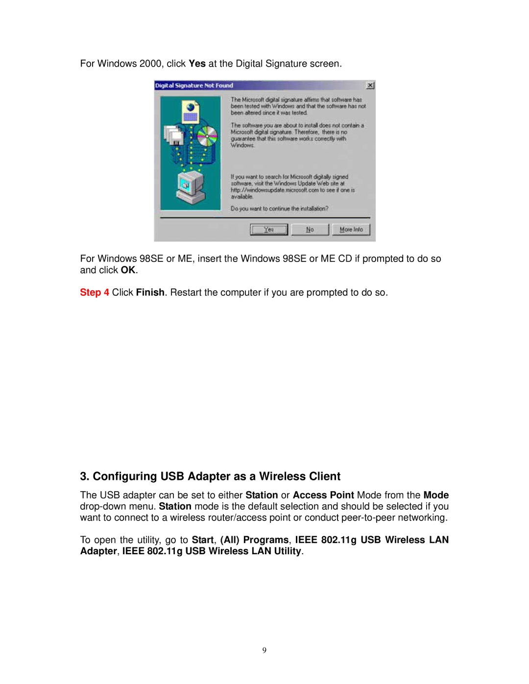 Airlink101 AWLL3055 user manual Configuring USB Adapter as a Wireless Client 