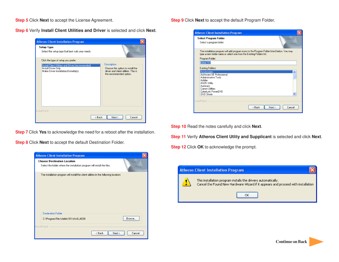 Airlink101 AWLL4030 user manual Continue on Back 