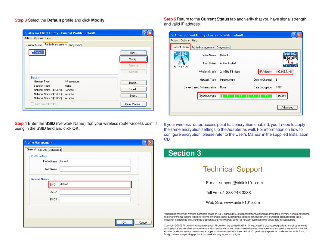 Airlink101 AWLL4030 user manual Technical Support, Mail support@airlink101.com Toll Free 