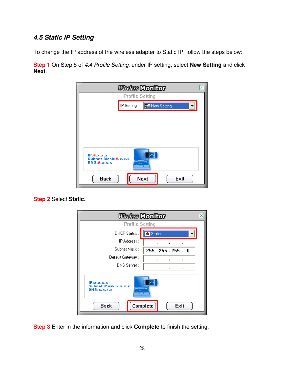 Airlink101 AWLL5025 user manual Static IP Setting 