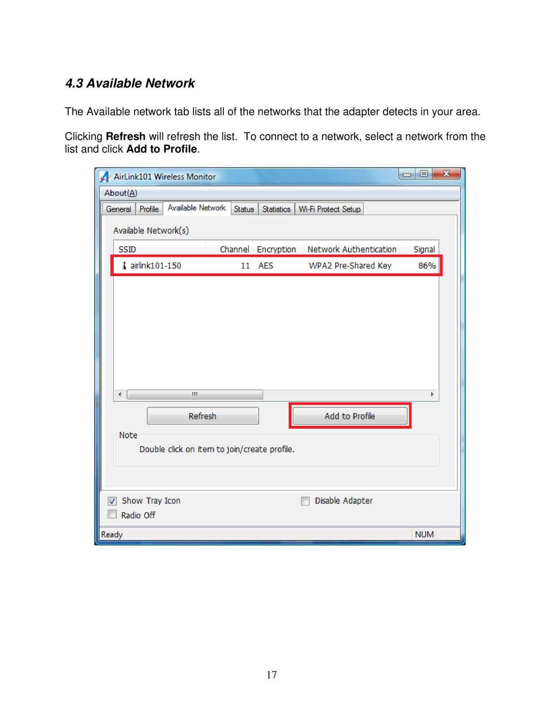 Airlink101 AWLL5055 user manual Available Network 