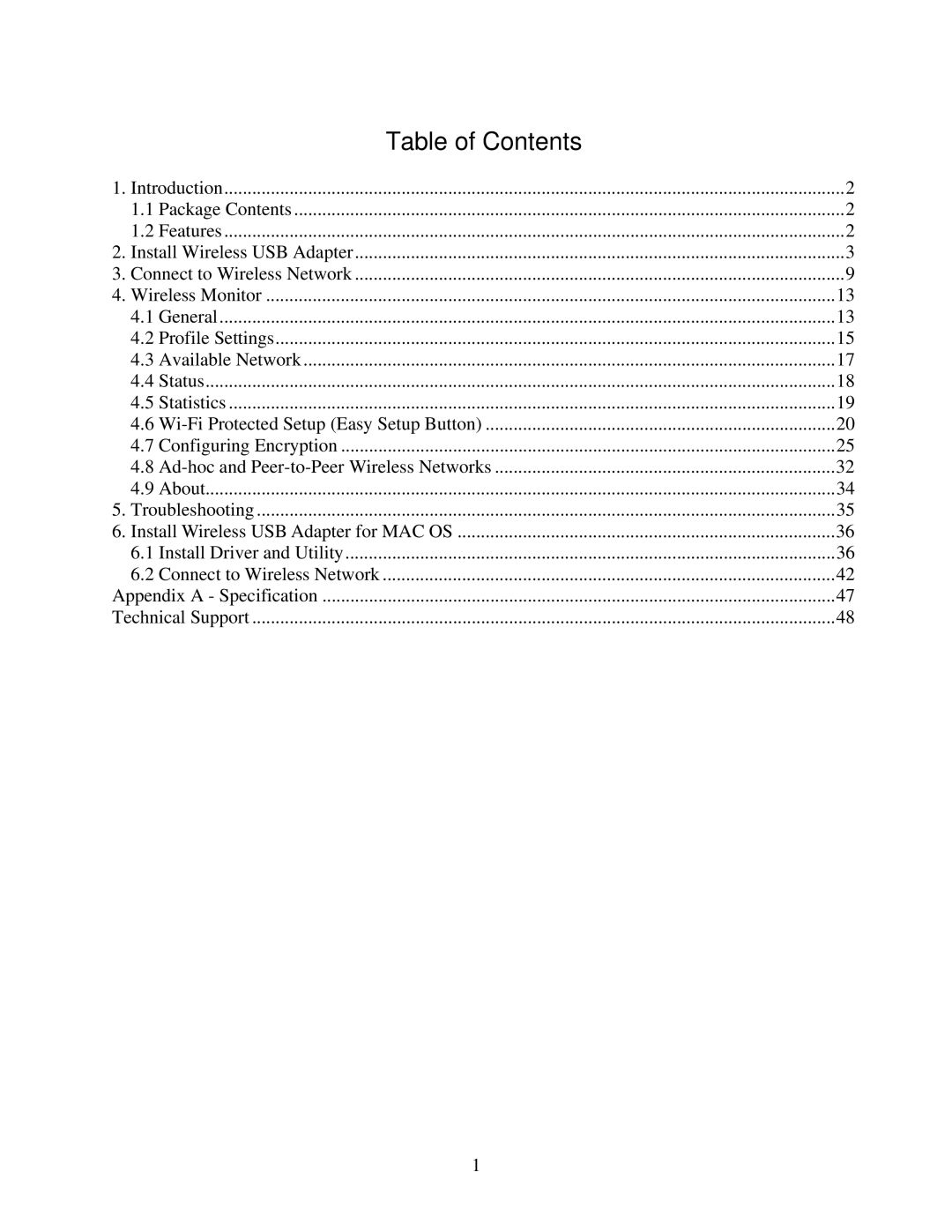 Airlink101 AWLL5055 user manual Table of Contents 