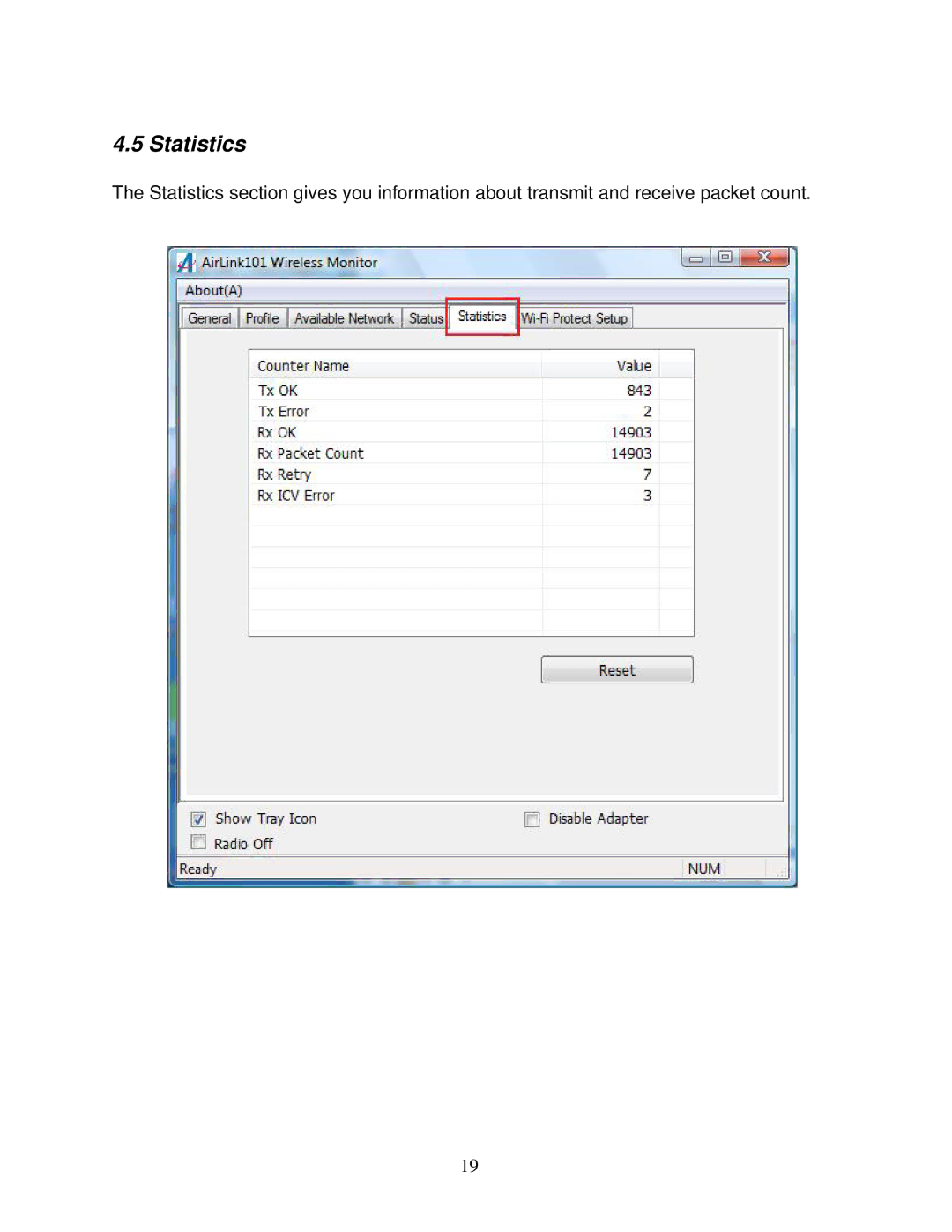 Airlink101 AWLL5055 user manual Statistics 