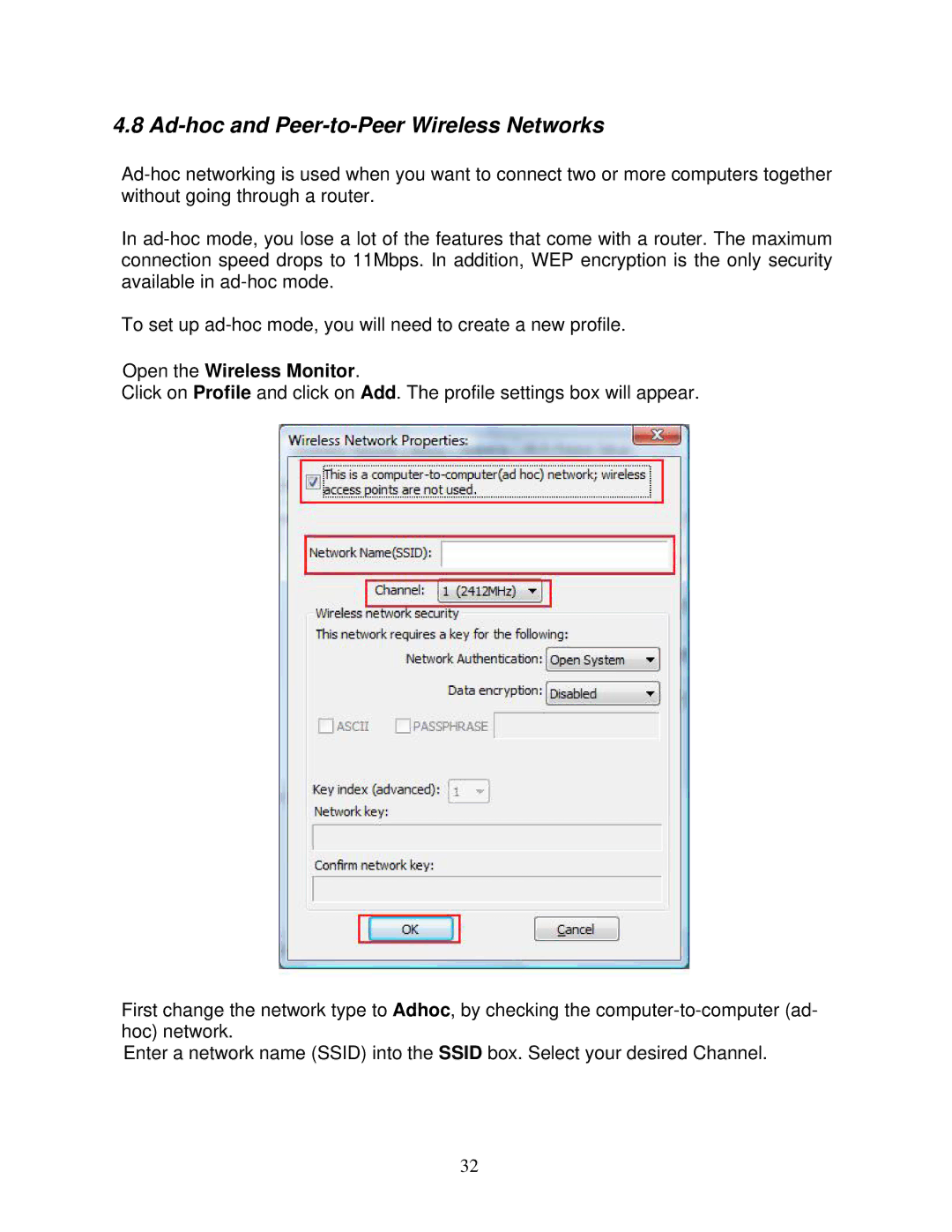 Airlink101 AWLL5055 user manual Ad-hoc and Peer-to-Peer Wireless Networks, Open the Wireless Monitor 