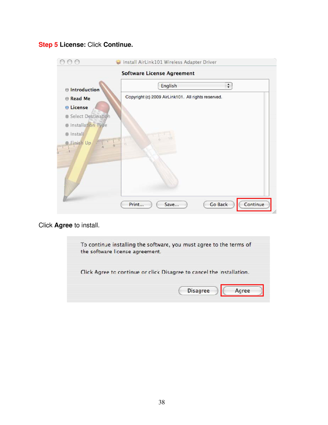 Airlink101 AWLL5055 user manual License Click Continue 