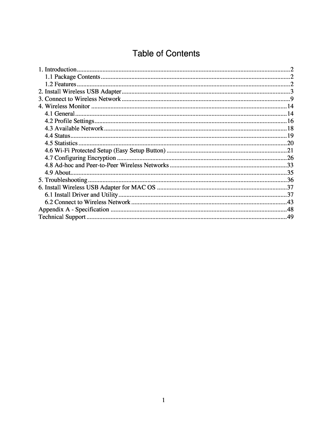 Airlink101 AWLL5077 user manual Table of Contents 