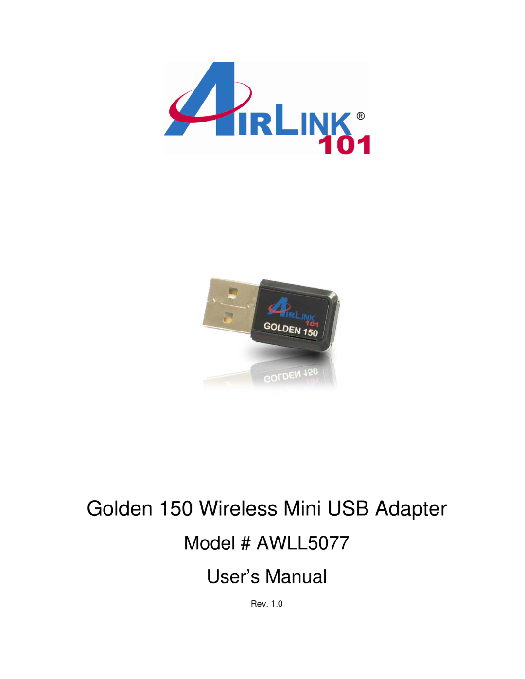 Airlink101 AWLL5077 user manual Golden 150 Wireless Mini USB Adapter 