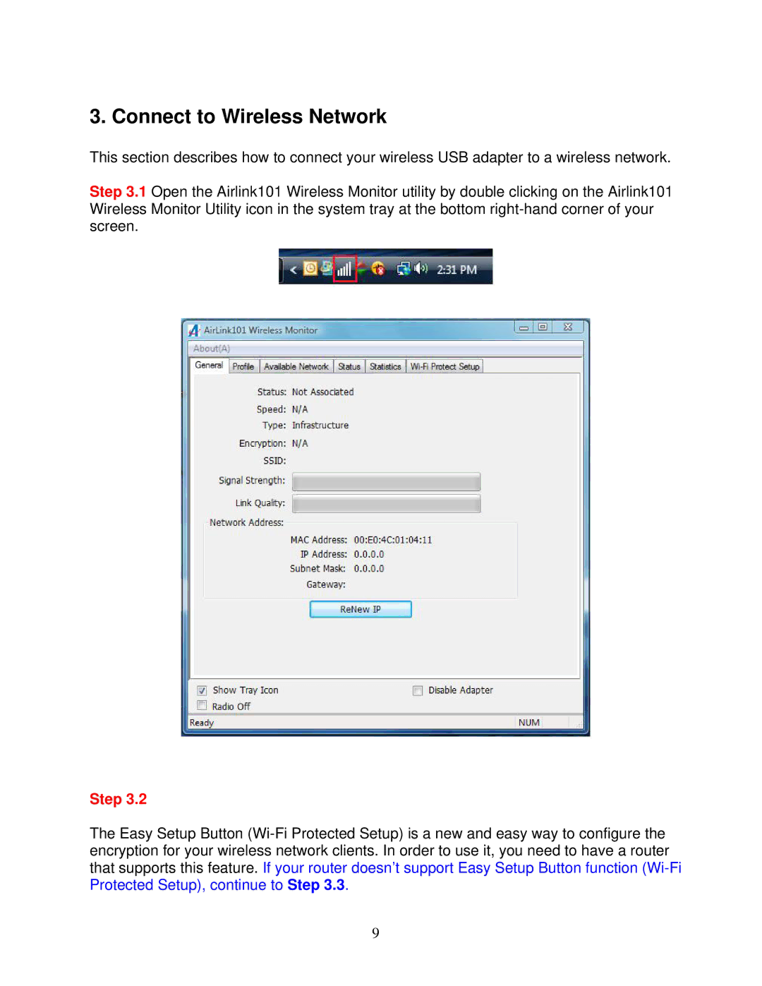 Airlink101 AWLL5077 user manual Connect to Wireless Network, Step 