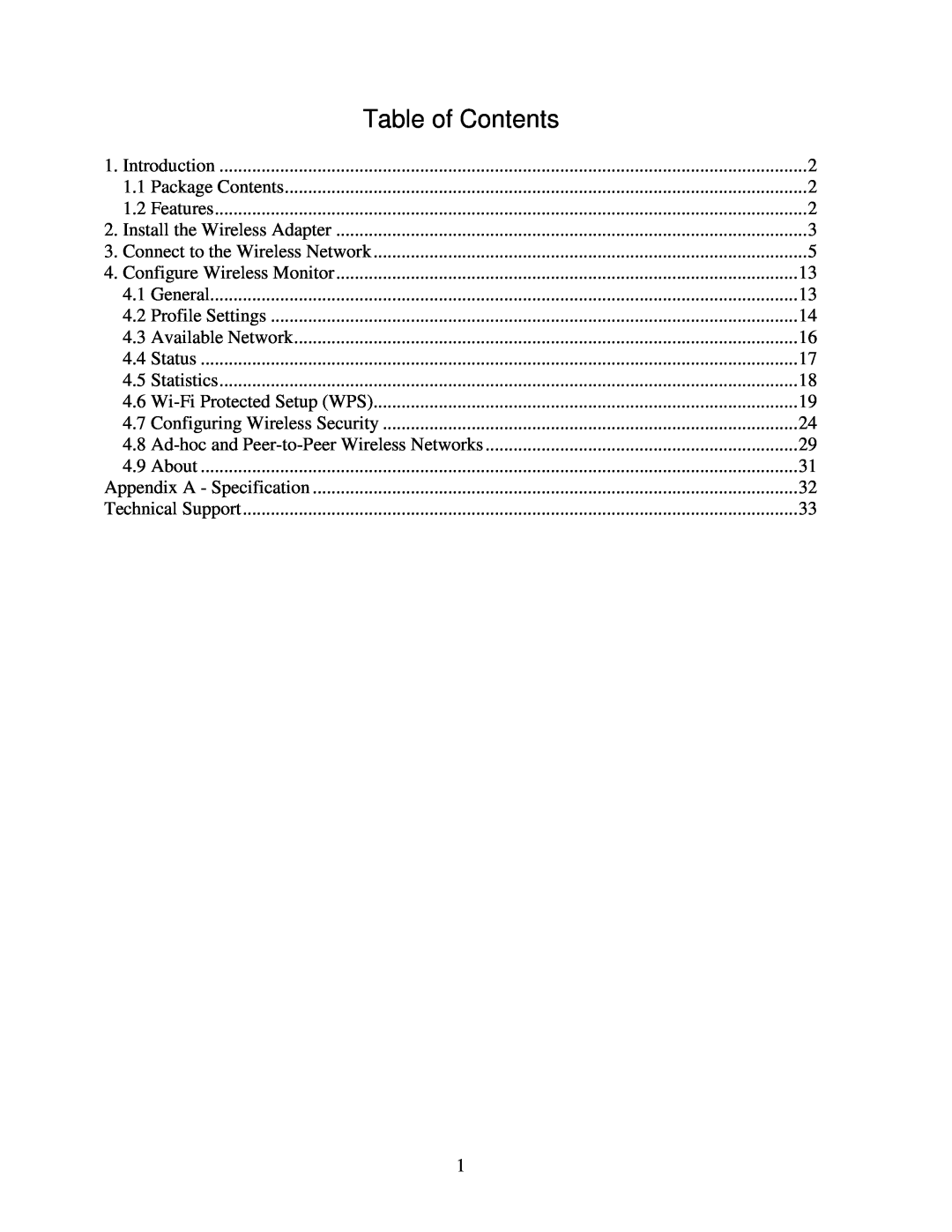 Airlink101 AWLL5088 user manual Table of Contents 
