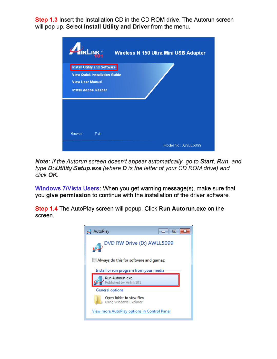 Airlink101 AWLL5099 installation instructions 