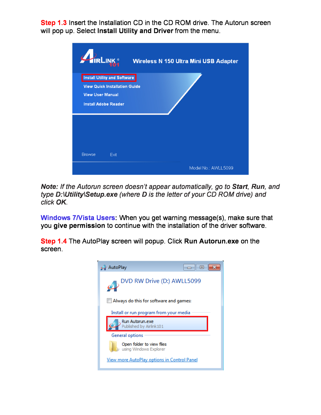 Airlink101 AWLL5099 installation instructions 