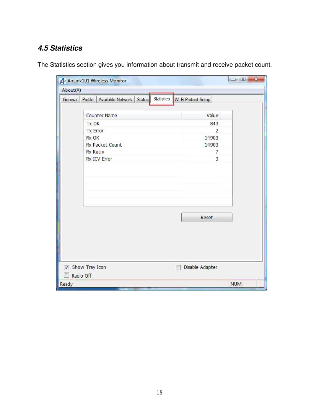 Airlink101 AWLL5166HP user manual Statistics 